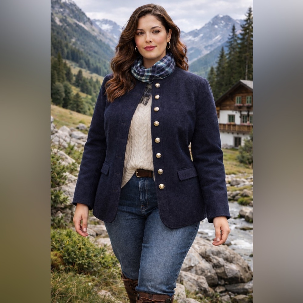 Moser Austria Boiled Wool Trachten Jacket Navy EU 48 Salzburg NWT